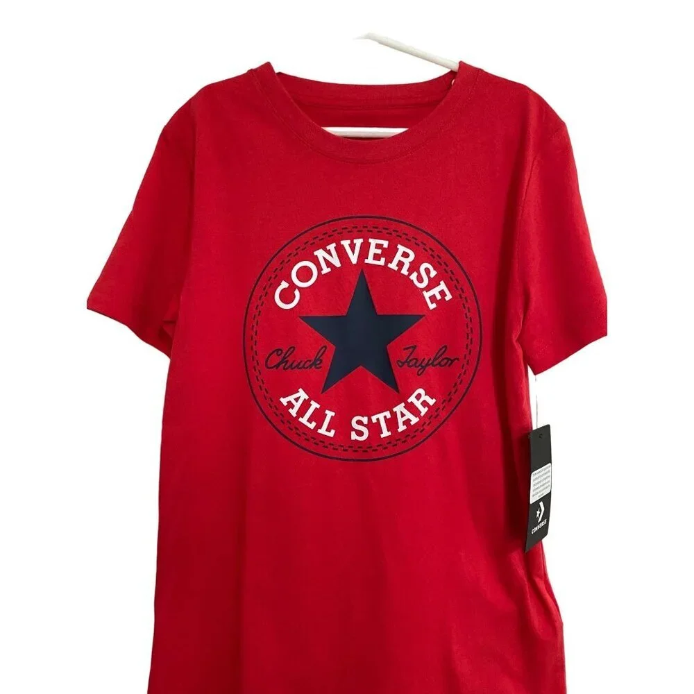 CONVERSE Boys Logo T- Shirt, Crewneck, Size S 8-10 Years, Red